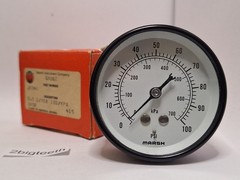 NOS Marsh Gauge J5048 – 2.50″ 1/8 CB 0-100 KPA PSI Pressure Gauge