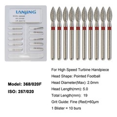 Dental Diamond Burs Football Bur FG Fine Coarse High Speed Friction Grip 368 379