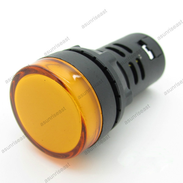 5PCS Yellow 22mm AC/DC24V LED Indicator Light Power Signal Panel Lamp AD16-22D/S