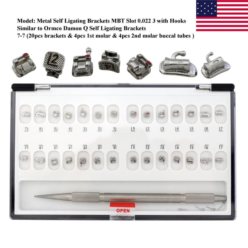 Self Ligating Damon Q Brackets Ceramic Metal Orthodontic Braces Roth MBT 022 345
