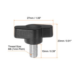 20pcs M6 x 10mm Male Thread Tee Wing Knobs Thumb Screw Clamping Knobs Grip Black