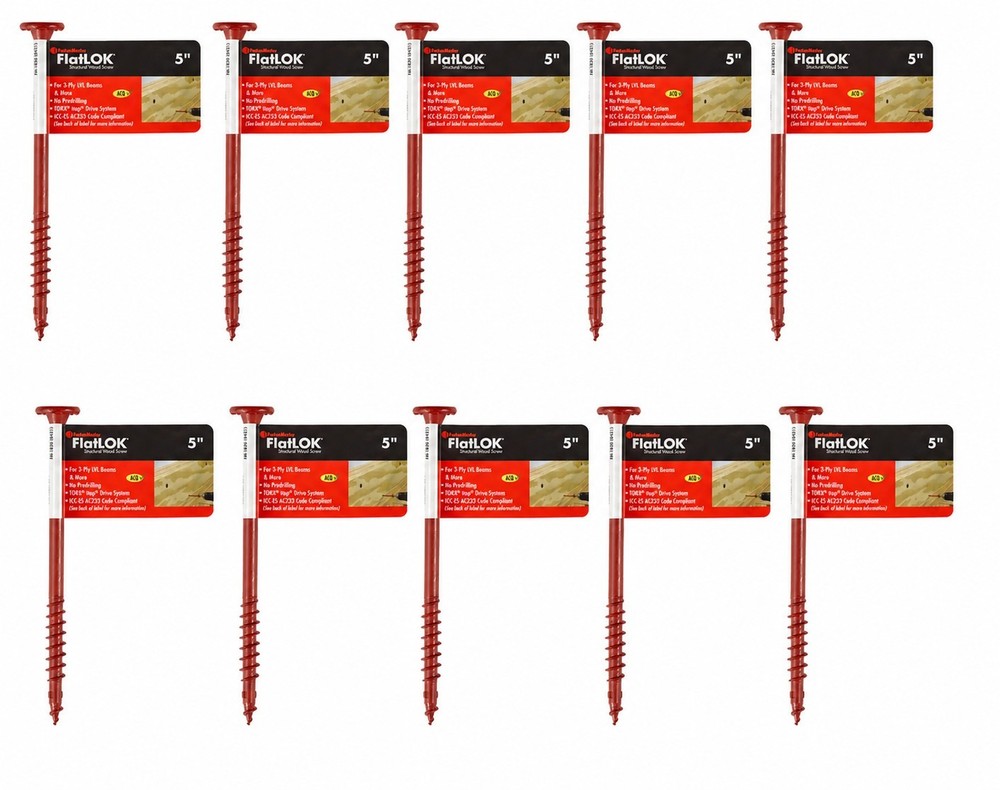 100 Count Timber Screws FlatLOK 5” Structural Wood Screw TORX T40 ICC-ES AC233