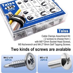 222PCS Cable Clamps Assortment Kit 304 Stainless Steel Rubber Cushion Pipe Cl…