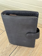 VAN DER SPEK Black Planner Cover for FiloFax Personal Size w/Leather Flyleaf