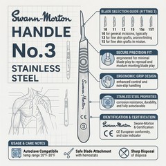 Pro Pack 10 Swann-Morton No.3 Stainless Steel Scalpel Handles Ref 0933