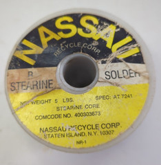 VINTAGE NASSAU B STEARINE SOLDER – SPEC: AT 7241 STEARINE CORE PARTIAL ROLL