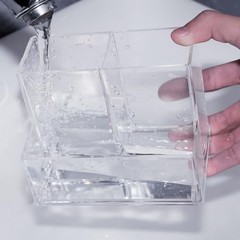 Acrylic Pen Holder 3 Compartments Desk Organizer Clear Pencil Holder for Office