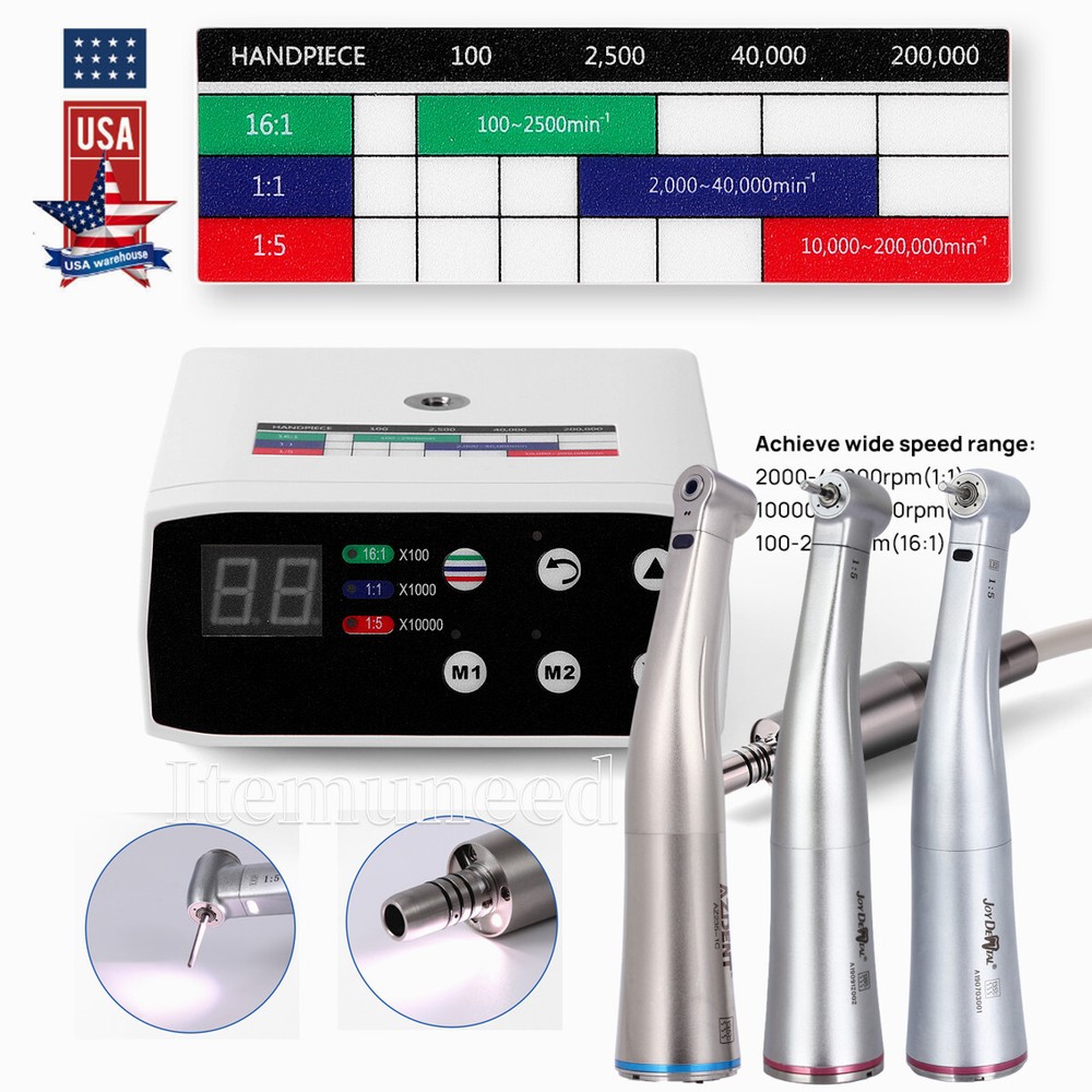 AZDENT Dental Brushless LED Electric Micro Motor 1:5/1:1 Increasing Handpiece