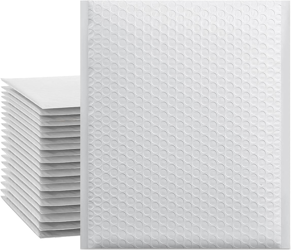White 8.5 X 11 Inches Poly Bubble Mailers, 25 Pcs Self-Seal Shipping Bags