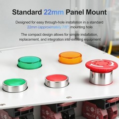 Energy Efficient 110V AC LED Indicator Light – 22mm Panel Mount, Green, 2-Pack