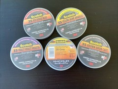 Scotch Vinyl Electrical Tape 35 Red Brown Yellow Gray Violet Lot Of 5