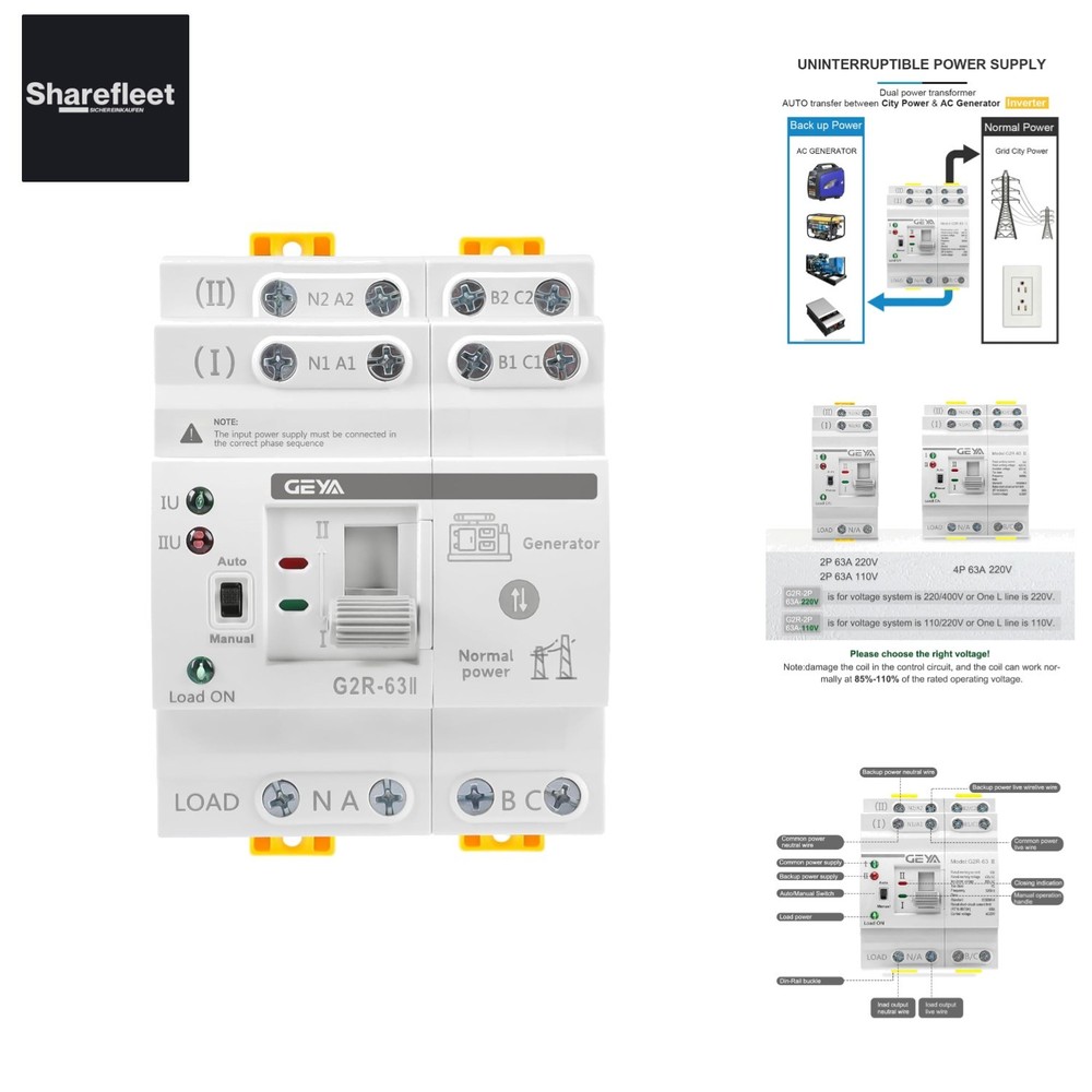Uninterruptible Transfer Switch 4 Pole 63A for Home and Business