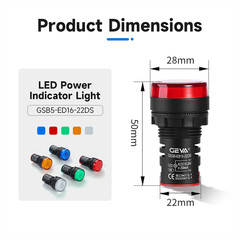 GEYA LED Power Energy Saving Indicator Pilot Light Signal Lamp 12/24/110/220/380