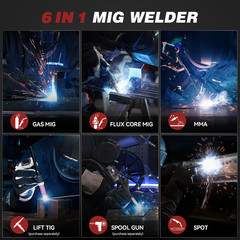 ARCCAPTAIN MIG Welder 200A Upgraded 6 IN 1 Welding Machine 110V/220V Flux Core