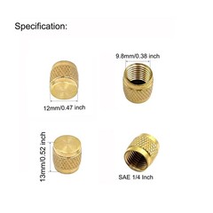 60 Pcs Schrader Valve Caps, Brass 1/4″ Flare Caps Round HVAC Valve Caps with …