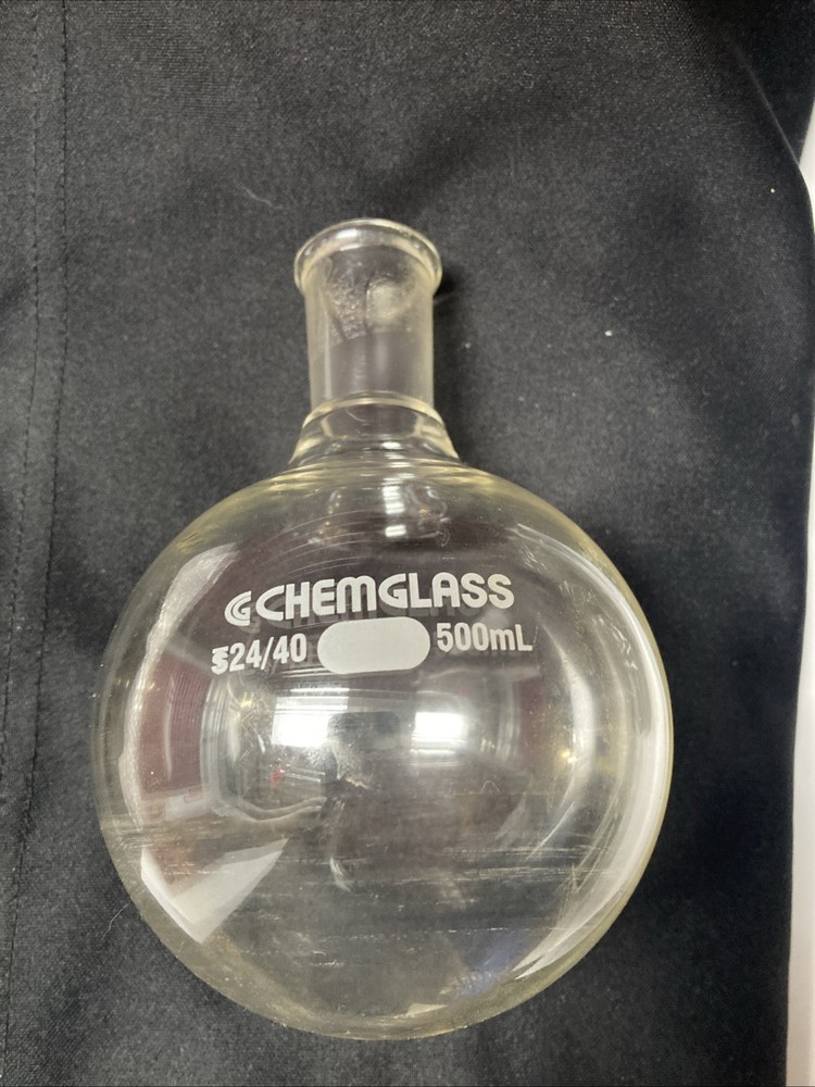 Chemglass 500ml Evaporation Flask 24/40 Recovery