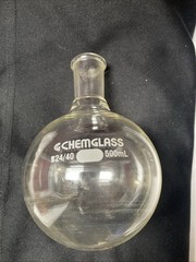Chemglass 500ml Evaporation Flask 24/40 Recovery