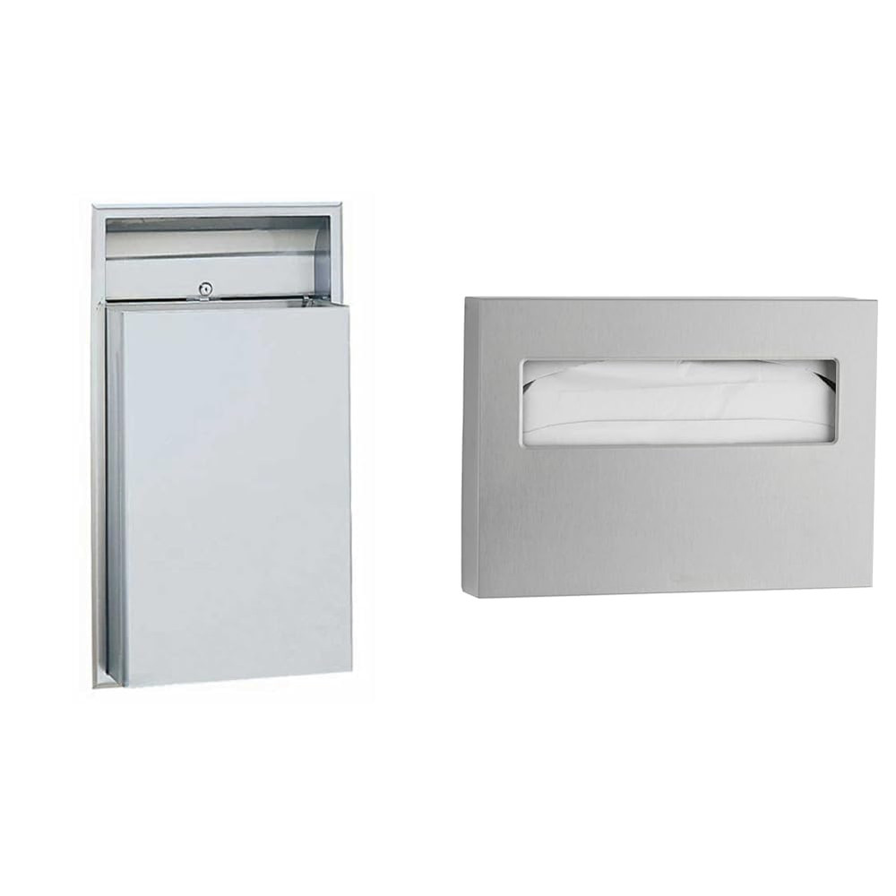 Stainless Steel Waste Receptacle & Toilet Seat Cover Dispenser Bundle