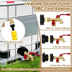 IBC Tote Hose Adapter Dual Outlet Faucets Gallon IBC Tote Water Tank