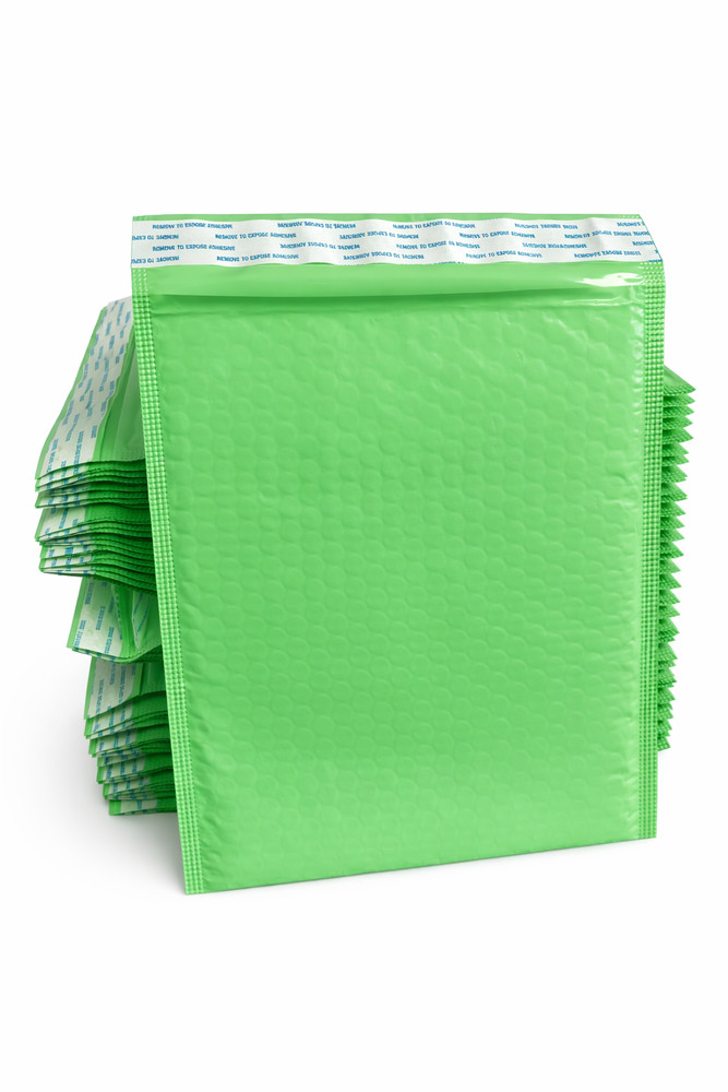 Green Biodegradable 4×8″ #0 Poly Bubble Mailers Sensible Shipping – Pack 3000