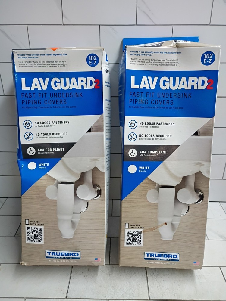2pk TrueBro Lav Guard2 102 E-Z Fast Fit Undersink Piping Covers Open Box