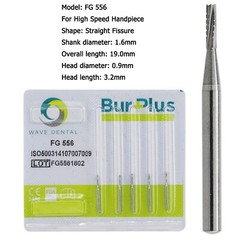 Wave Dental Carbide Burs High Speed Friction Grip FG 556 557 557L 558 Midwest