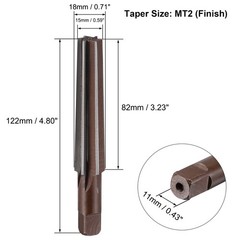 MT2 Morse Taper Reamer H8 Alloy Tool Steel 6 Flute Straight Shank Cutter
