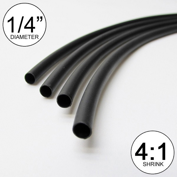 (4 FT) 1/4″ Black Heat Shrink Tube 4:1 Dual Wall Adhesive 0.25″ inch/glue/to 6mm