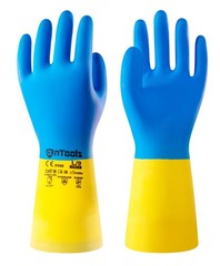 AnTools 2 Pairs Neoprene and Rubber Blend Heavy-Duty Chemical Gloves Protective