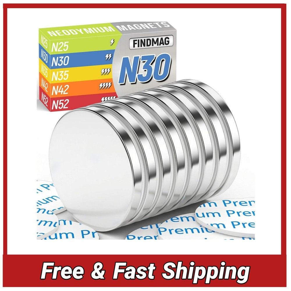 FINDMAG Neodymium Disc Magnets 1.18in Strong Rare Earth Magnets 8 Pack