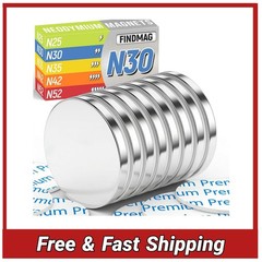 FINDMAG Neodymium Disc Magnets 1.18in Strong Rare Earth Magnets 8 Pack