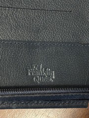 VTG Franklin Quest Full Grain Leather 7 Ring Zipper Black W/ Brown 8.25”x10.5”