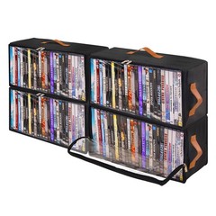 4 Pack DVD Storage Box, Stackable Oxford Fabric DVD Cases Holder with Front Z…