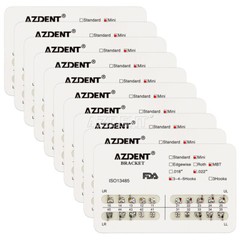 100X AZDENT Ortodoncia dental Brackets Brace metálicos Mini MBT 022 ganchos 345