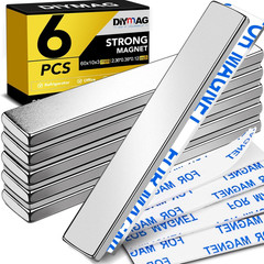 DIYMAG Strong Neodymium Bar Magnets with Double-Sided Adhesive, Rare-Earth Metal