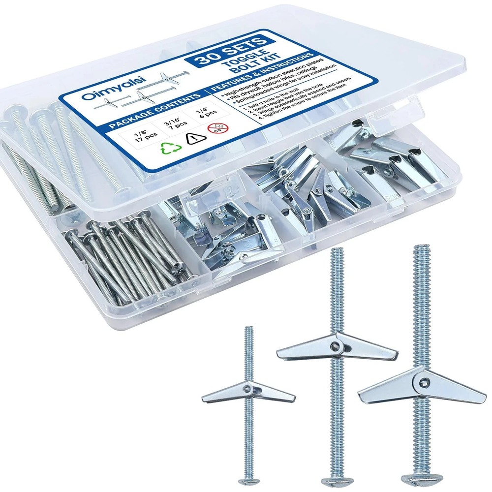 30 Sets Toggle Bolts for Drywall, Heavy Duty Metal Drywall Anchors Kit – 1/4″…