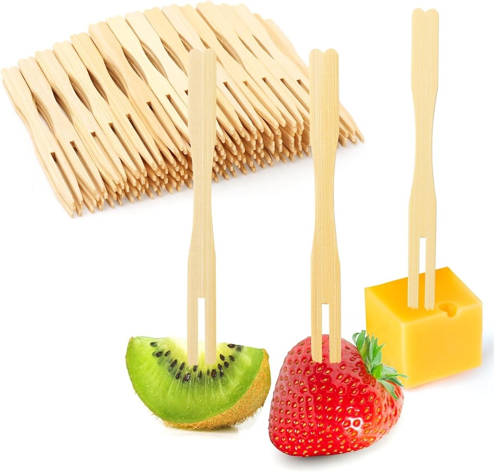 400 Bamboo Appetizer Forks, 3.5 Inch Mini Bamboo Forks for Charcuterie Boards Ac