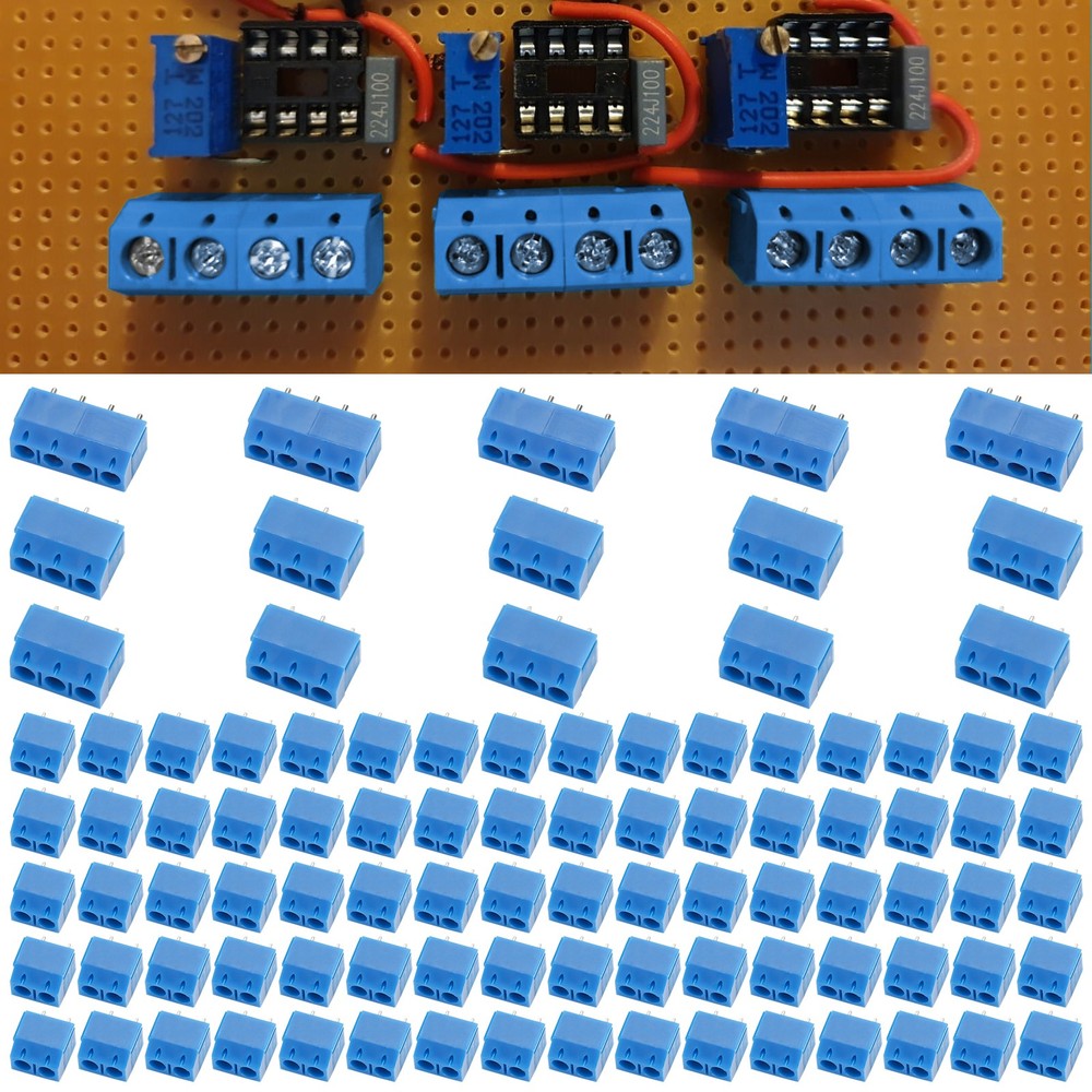 100PCS 5mm 0.2″ Pitch PCB Mount Screw Terminal Block Connector 2P 3P 4P 14-22AWG