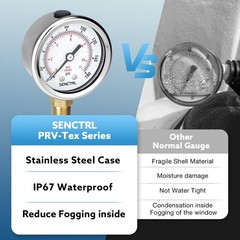 0-160 Psi Pressure Gauge, 2″ Dial, 1/4 NPT Lower Mount, Waterproof, Stainless…