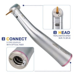 Dental 1:5 Increasing LED Fiber Optic Contra Angle Low Speed Handpiece Red Ring