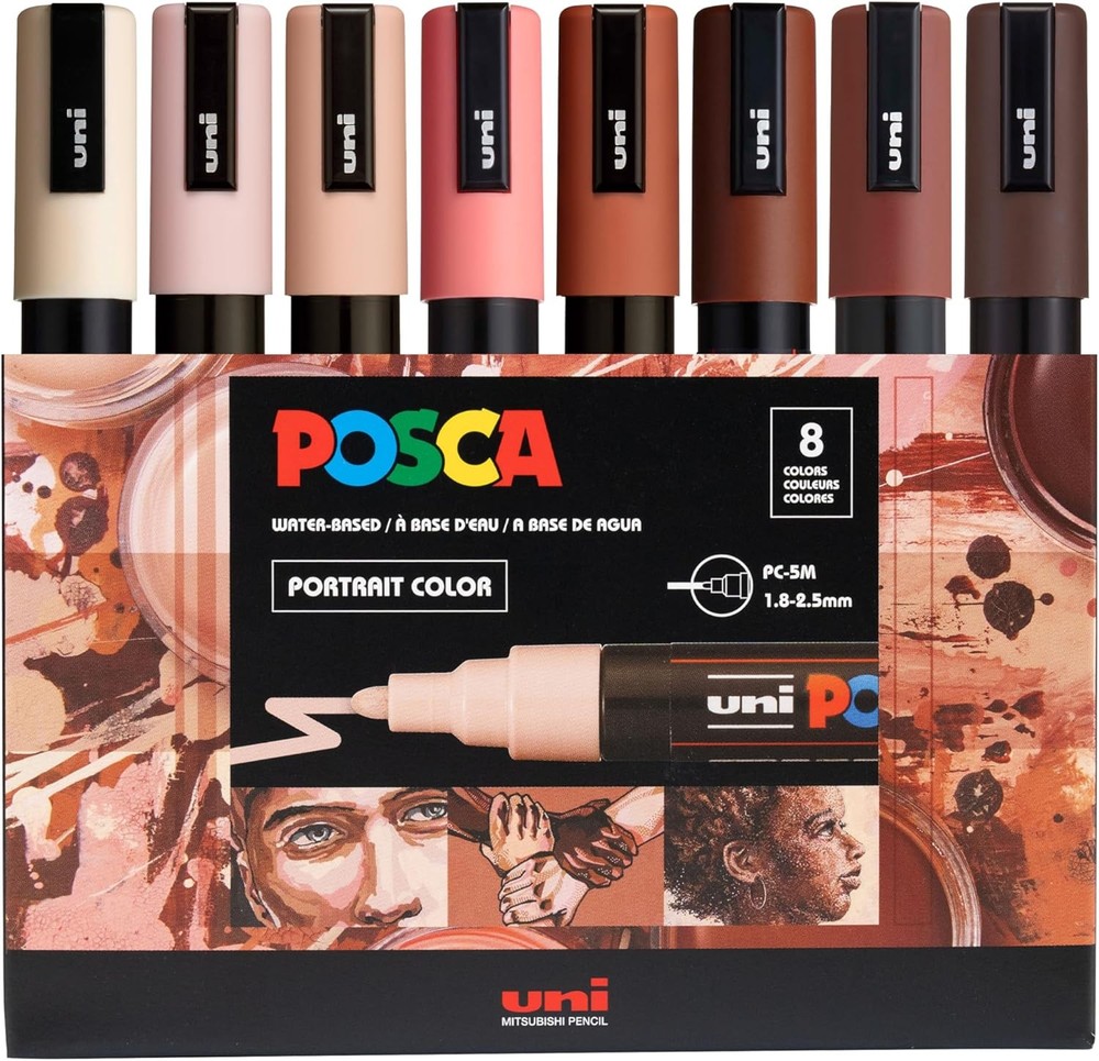 posca Markers Portrait Tones Set of 8, Acrylic Paint Medium,