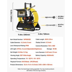 Uimoso Sewer Inspection Camera 66ft, 4.3-inch Screen, Waterproof with 6 LEDs