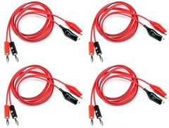 4X Pair Red and Black Alligator Test Leads 2 Clips to Banana Plug VOM Multimeter