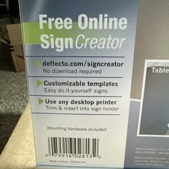 Deflecto Anti-Glare Sign Holder Side Load, Clear. Tabletop Or Wall Mount. NEW