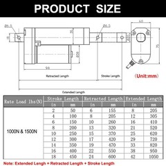 1500N/330lbs Max Lift 12V Heavy Duty 6inch 150mm Stroke Electric Linear Actuator