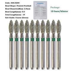 Dental Diamond Football Burs Egg Shape FG 368/023C 379/023F Coarse High Speed