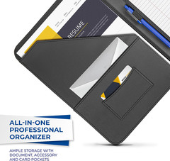 Contrast Stitch Faux-Leather Padfolio, Business Portfolio for Men and Women, Res