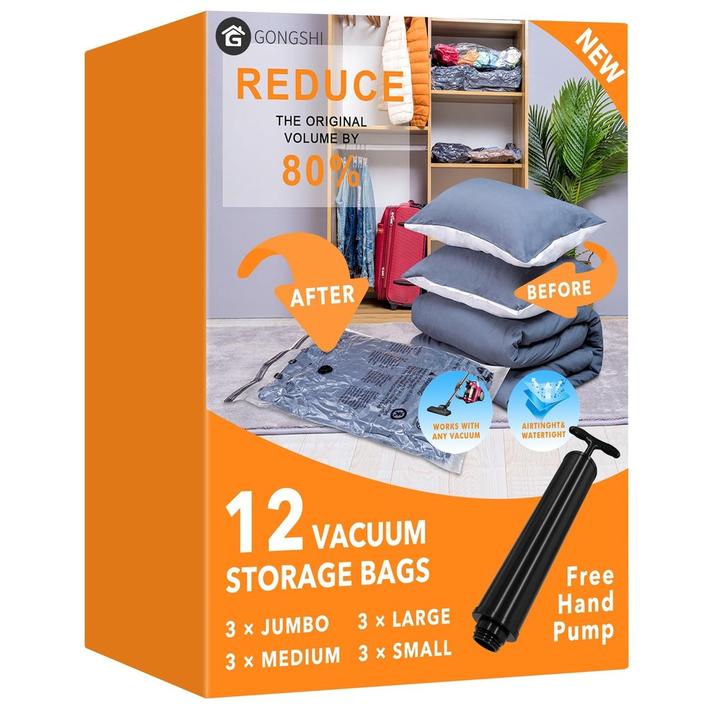 Vacuum Storage Bags, Space Saver Seal Bags For Clothing, Travel Luggage,Blank…