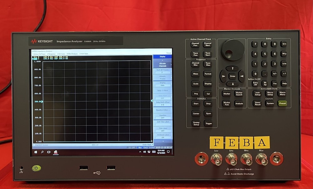 Keysight E4990A 020,001,019,W10 Impedance Analyzer, 20 Hz to 20MHz