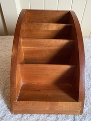 VTG Levenger Wood 3 Slot Desk Organizer Storage Box Office Supplies 1980’s